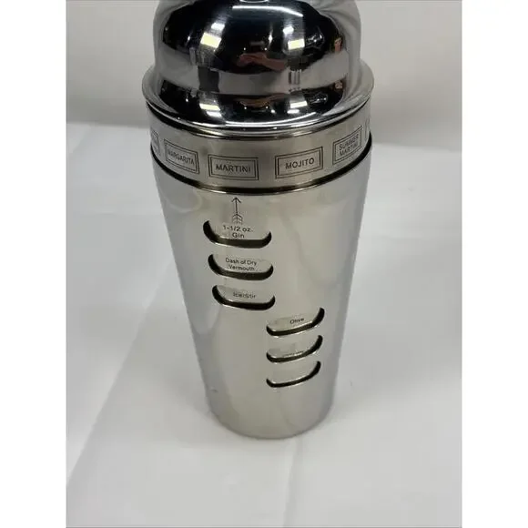 Stainless Steel Cocktail Shaker Strainer With Dial Up Drink Recipes - Picture 2 of 10